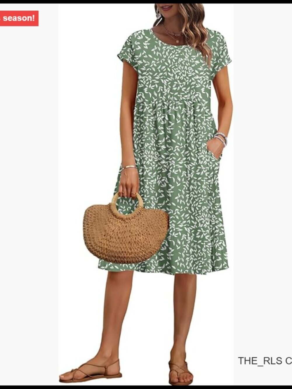 Summer Short Sleeve Knee-Length Loose Dress with Pockets